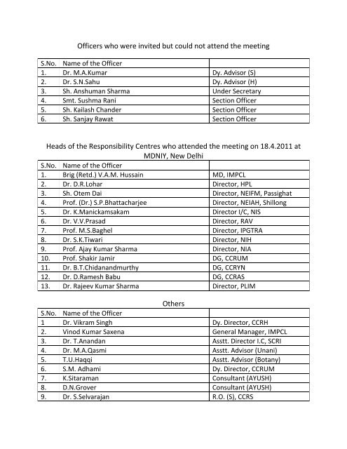 Annexure-I - Department of AYUSH