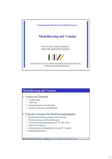 Modellierung mit Vensim - Hochschule für Technik und Wirtschaft ...