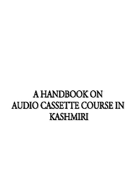 Handbook on Audio Cassette Course in Kashmiri - An Introduction ...