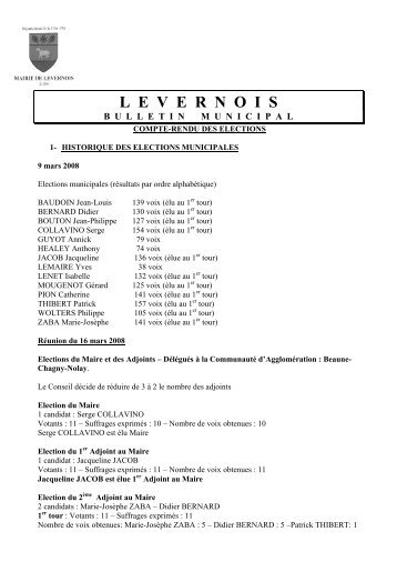 Les élections - Mairie de Levernois