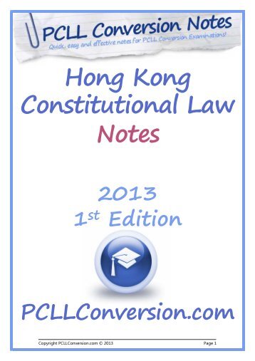 Preview the Hong Kong Constitutional Law Notes - PCLL ...