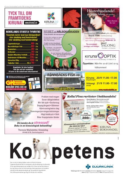 Kiruna Annonsblad vecka 38, torsdag 20 september 2012 sidan 1