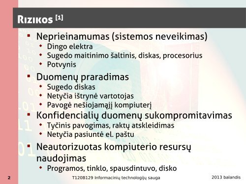 Operacinių sistemų sauga. - Kauno technologijos universitetas