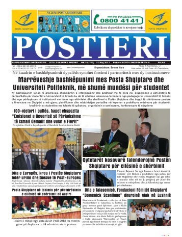 Gazeta Postieri(11 Maj 2013) - Posta Shqiptare