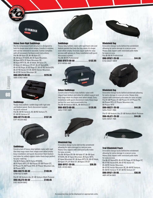 Deluxe Semi-Rigid Saddlebags SMA-8FA73-60-DX ...