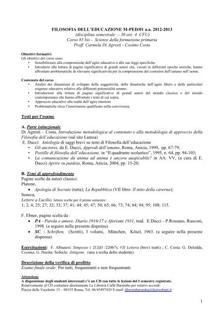 Scienze della formazione primaria I sem..pdf - Lumsa