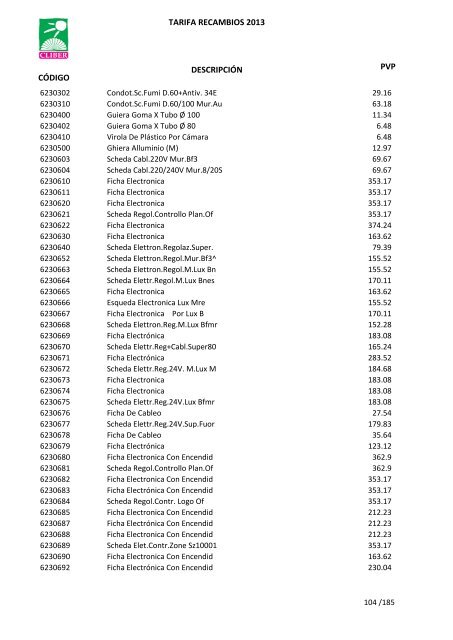 Tarifa Precios (PDF) - CliberSAT