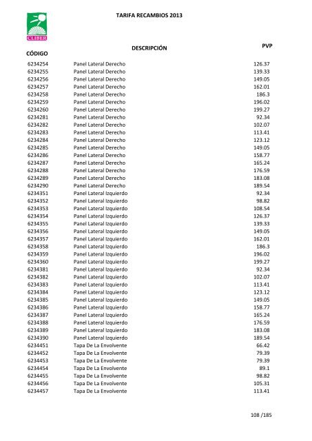 Tarifa Precios (PDF) - CliberSAT