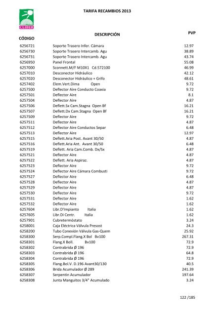 Tarifa Precios (PDF) - CliberSAT