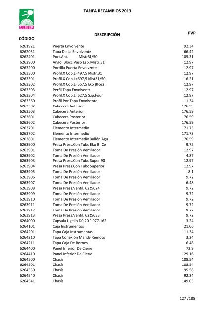 Tarifa Precios (PDF) - CliberSAT