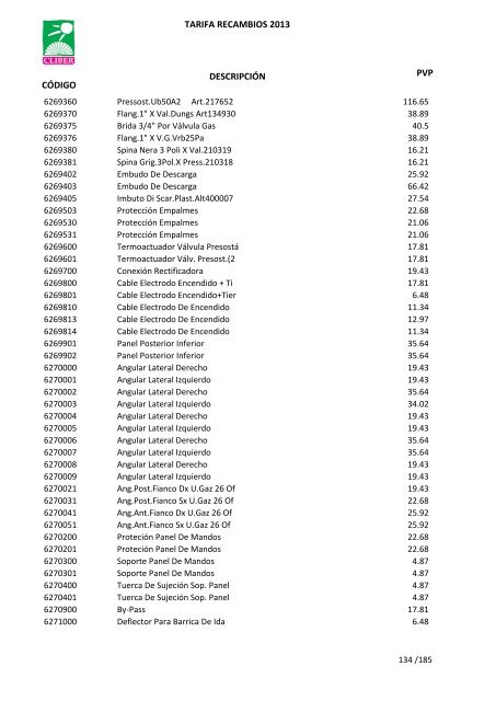 Tarifa Precios (PDF) - CliberSAT