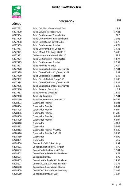 Tarifa Precios (PDF) - CliberSAT