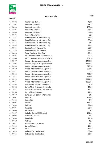 Tarifa Precios (PDF) - CliberSAT