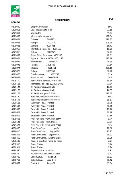 Tarifa Precios (PDF) - CliberSAT