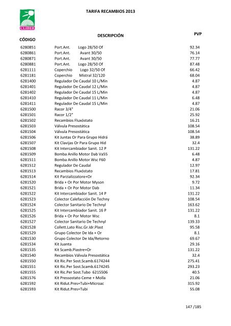 Tarifa Precios (PDF) - CliberSAT