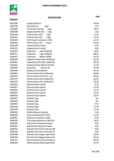 Tarifa Precios (PDF) - CliberSAT