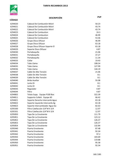 Tarifa Precios (PDF) - CliberSAT