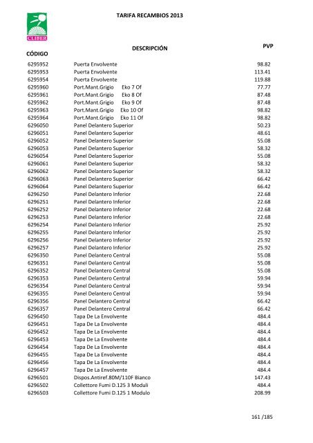 Tarifa Precios (PDF) - CliberSAT