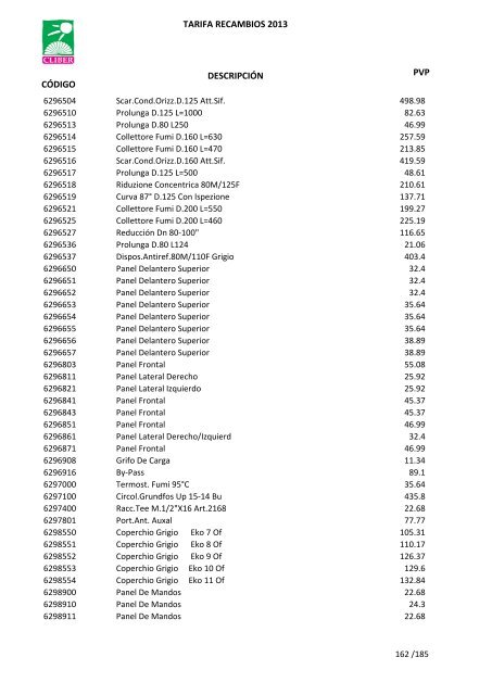 Tarifa Precios (PDF) - CliberSAT