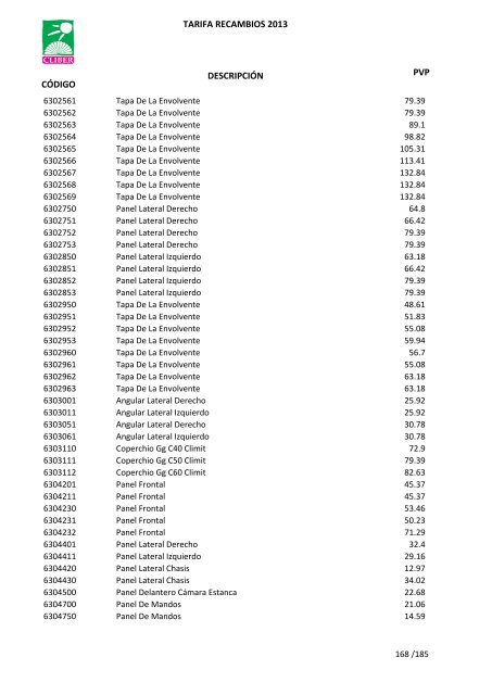 Tarifa Precios (PDF) - CliberSAT