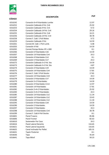 Tarifa Precios (PDF) - CliberSAT