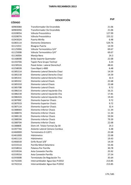 Tarifa Precios (PDF) - CliberSAT