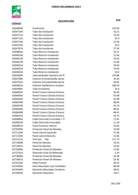 Tarifa Precios (PDF) - CliberSAT