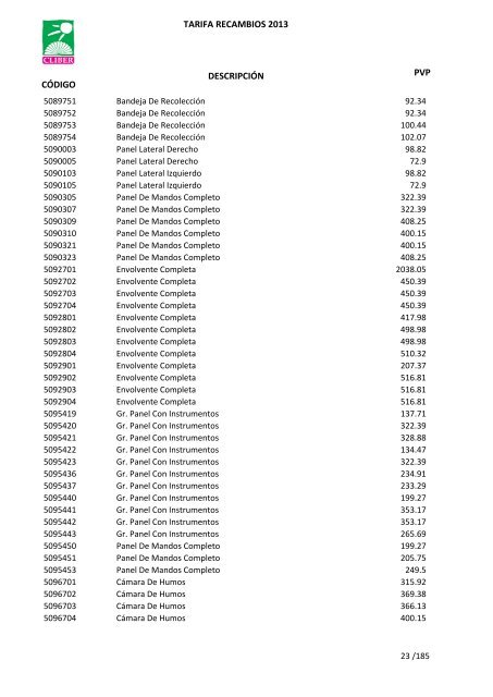 Tarifa Precios (PDF) - CliberSAT