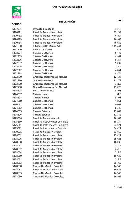 Tarifa Precios (PDF) - CliberSAT