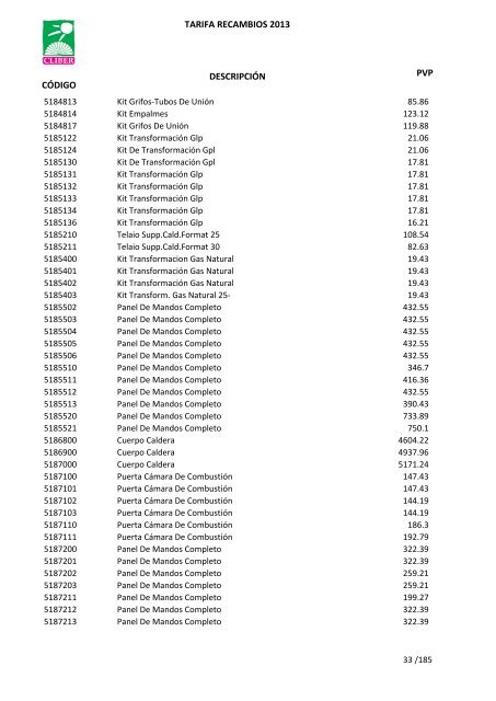 Tarifa Precios (PDF) - CliberSAT