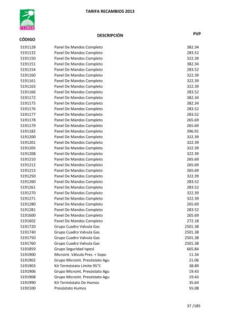 Tarifa Precios (PDF) - CliberSAT