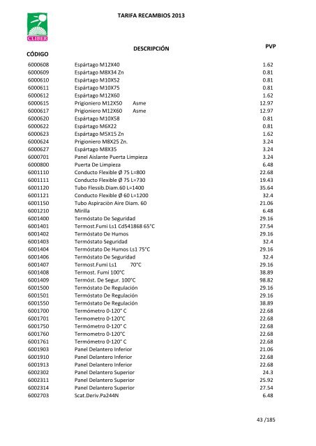 Tarifa Precios (PDF) - CliberSAT