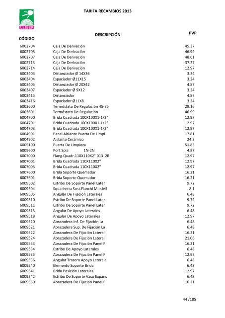 Tarifa Precios (PDF) - CliberSAT