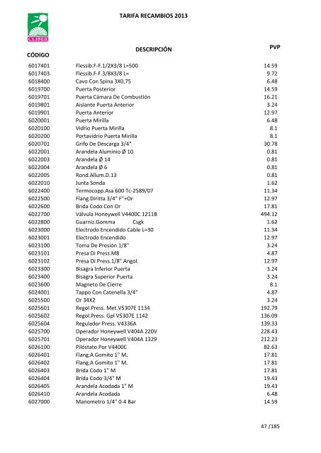 Tarifa Precios (PDF) - CliberSAT