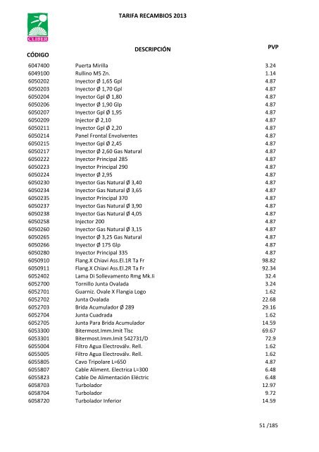 Tarifa Precios (PDF) - CliberSAT