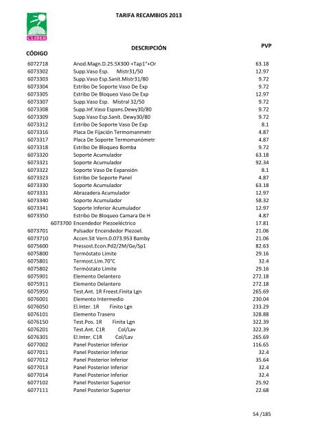 Tarifa Precios (PDF) - CliberSAT