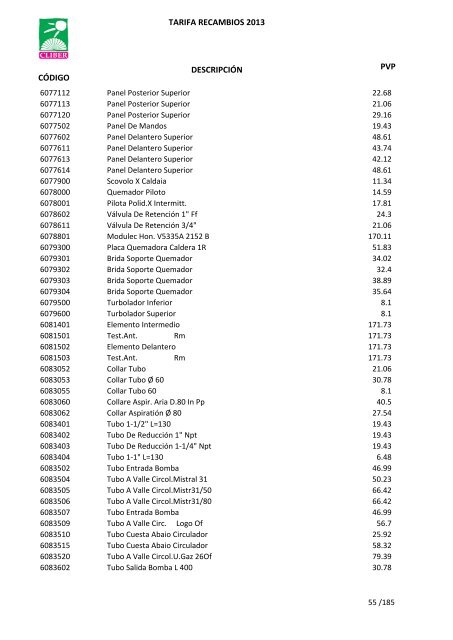 Tarifa Precios (PDF) - CliberSAT