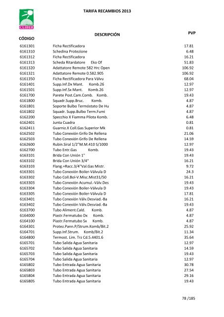 Tarifa Precios (PDF) - CliberSAT