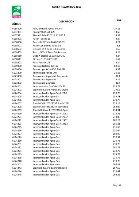 Tarifa Precios (PDF) - CliberSAT