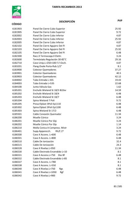 Tarifa Precios (PDF) - CliberSAT