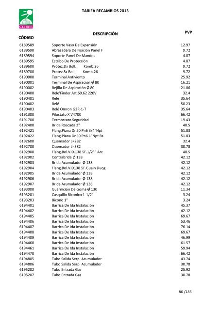 Tarifa Precios (PDF) - CliberSAT