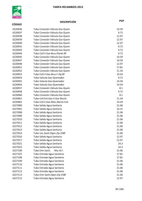 Tarifa Precios (PDF) - CliberSAT