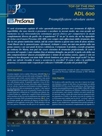 PreSonus ADL 600: Preamplificatore valvolare stereo - CubaseNet.it