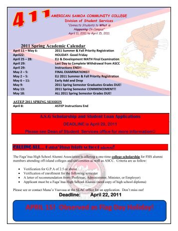 APRIL 15! - American Samoa Community College