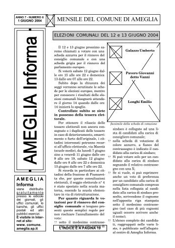 giugno 2004 / anno 7 - numero 6 - Comune di Ameglia