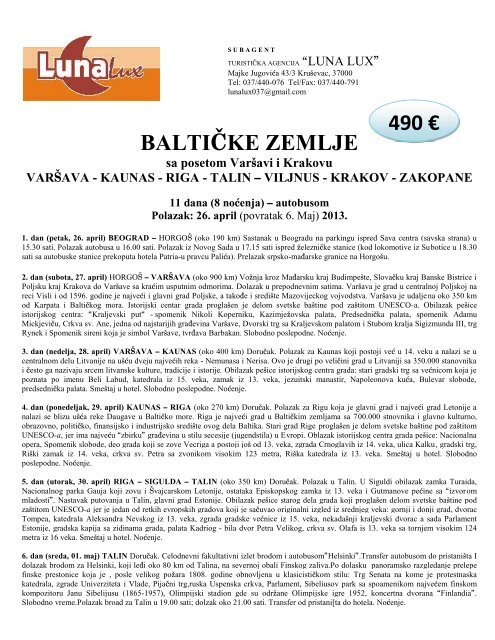 Cenovnik 2 - Balticke zemlje - bus.pdf - Luna Lux Kruševac ...