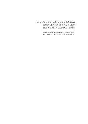 LIETUVOS LAISV√S LYGA: NUO ĒLAISV√S ... - HOPE and SPIRIT