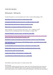 TONI PECORARO Bibliography / Bibliografia
