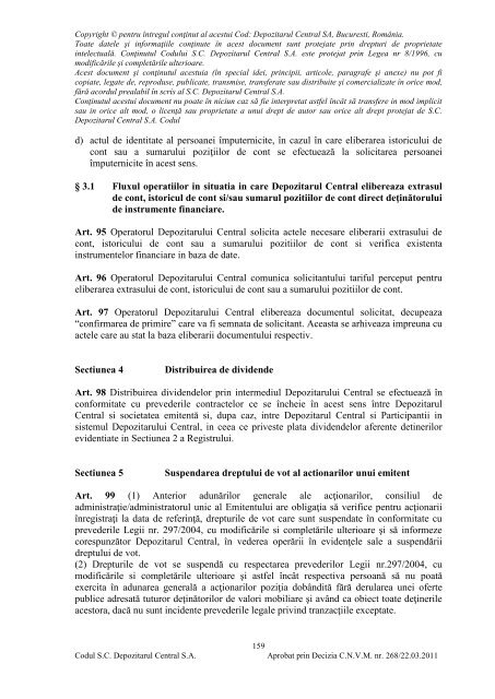 Codul Depozitarului Central (pdf) - Depozitarul Central