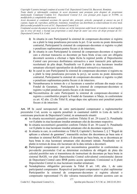 Codul Depozitarului Central (pdf) - Depozitarul Central